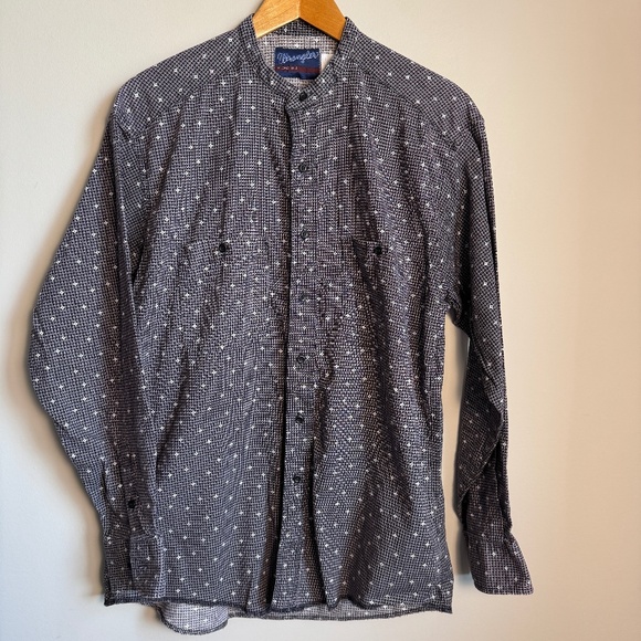 Wrangler X-Long Tails Mens Long Sleeve Western Dress Shirt Long Sleeve Gray/Blk - Picture 1 of 13